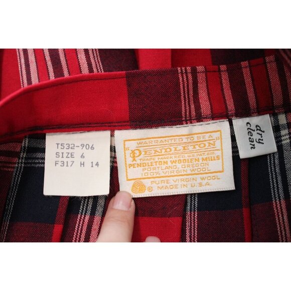 Vintage Pendleton Wool Pleated Midi Skirt Size 6 Plaid Preppy Academia 80s Retro - Picture 9 of 9